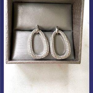 Sparkling Silver Teardrop Earrings with Pavé Crystals